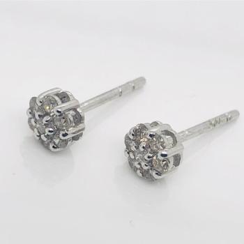0.26ct Prong-Set Cluster Round Natural Diamond Stud Earrings in 9ct White Gold Gold Earrings 