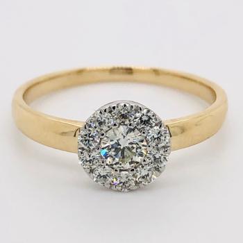 0.50ct Cluster Diamond Engagement Illusion Ring In 9ct Yellow Gold Gold Rings 