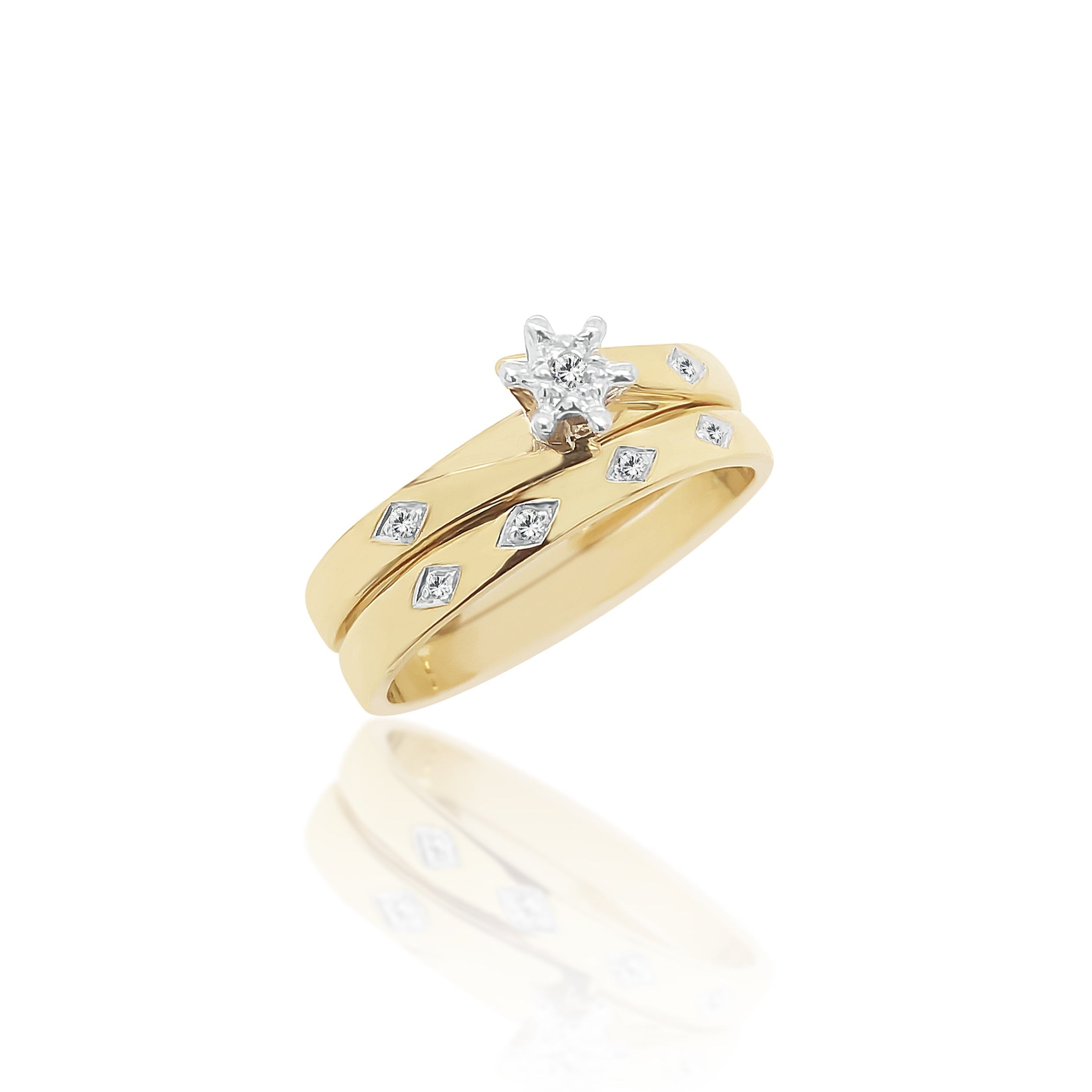 9ct Gold 2 Piece Wedding Set with Cubic Zirconia Setting 9ct Gold Ring, Gold Jewellery, Gold Rings 