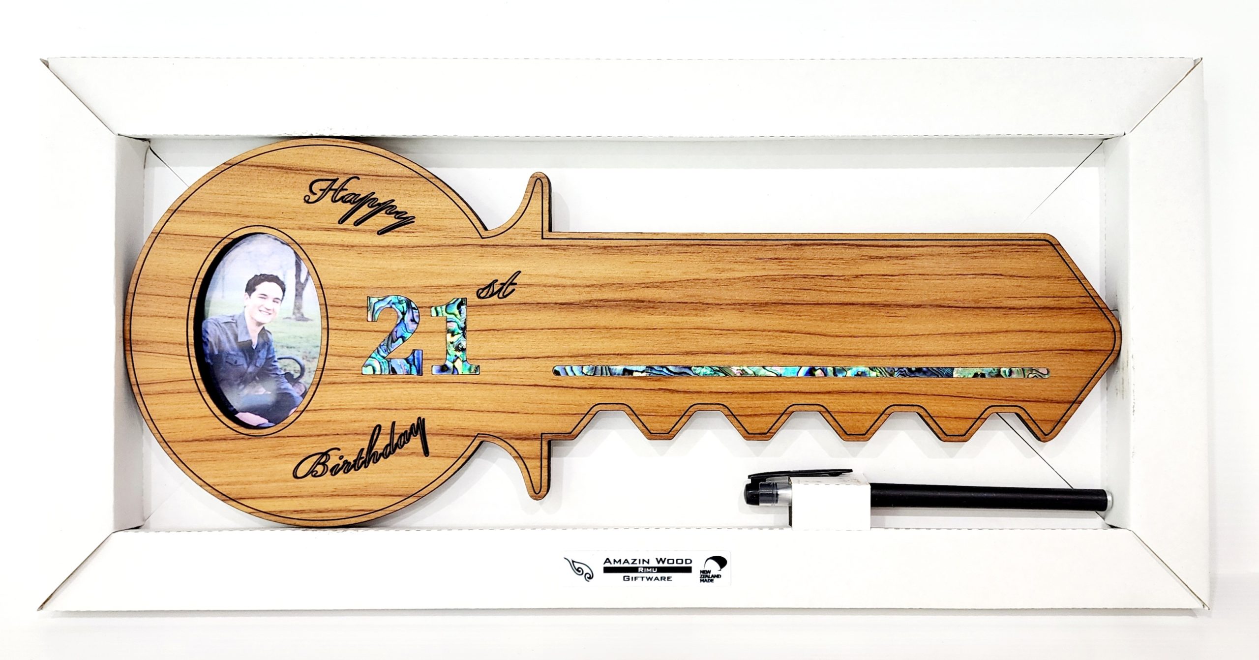 21st Key with Paua Inlay & Oval Picture Frame 21st Keys 