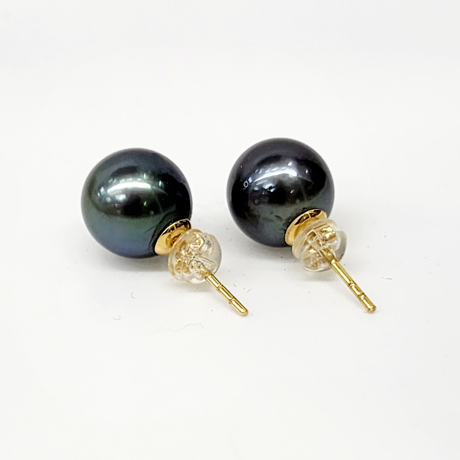 18ct Yellow Gold 11.5-12.0mm Tahitian Black Pearl Stud Earrings Gold Pearl Jewellery, Pearl Jewellery 18ct Yellow Gold 11.5-12.0mm Tahitian Black Pearl Stud Earrings Gold Pearl Jewellery, Pearl Jewellery
