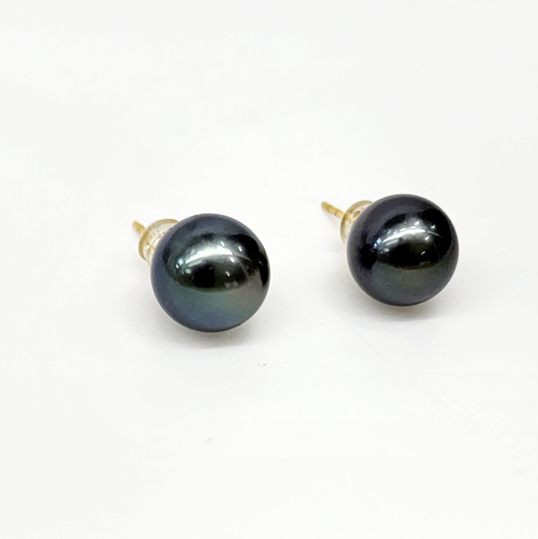 18ct Yellow Gold 11.5-12.0mm Tahitian Black Pearl Stud Earrings Gold Pearl Jewellery, Pearl Jewellery 18ct Yellow Gold 11.5-12.0mm Tahitian Black Pearl Stud Earrings Gold Pearl Jewellery, Pearl Jewellery