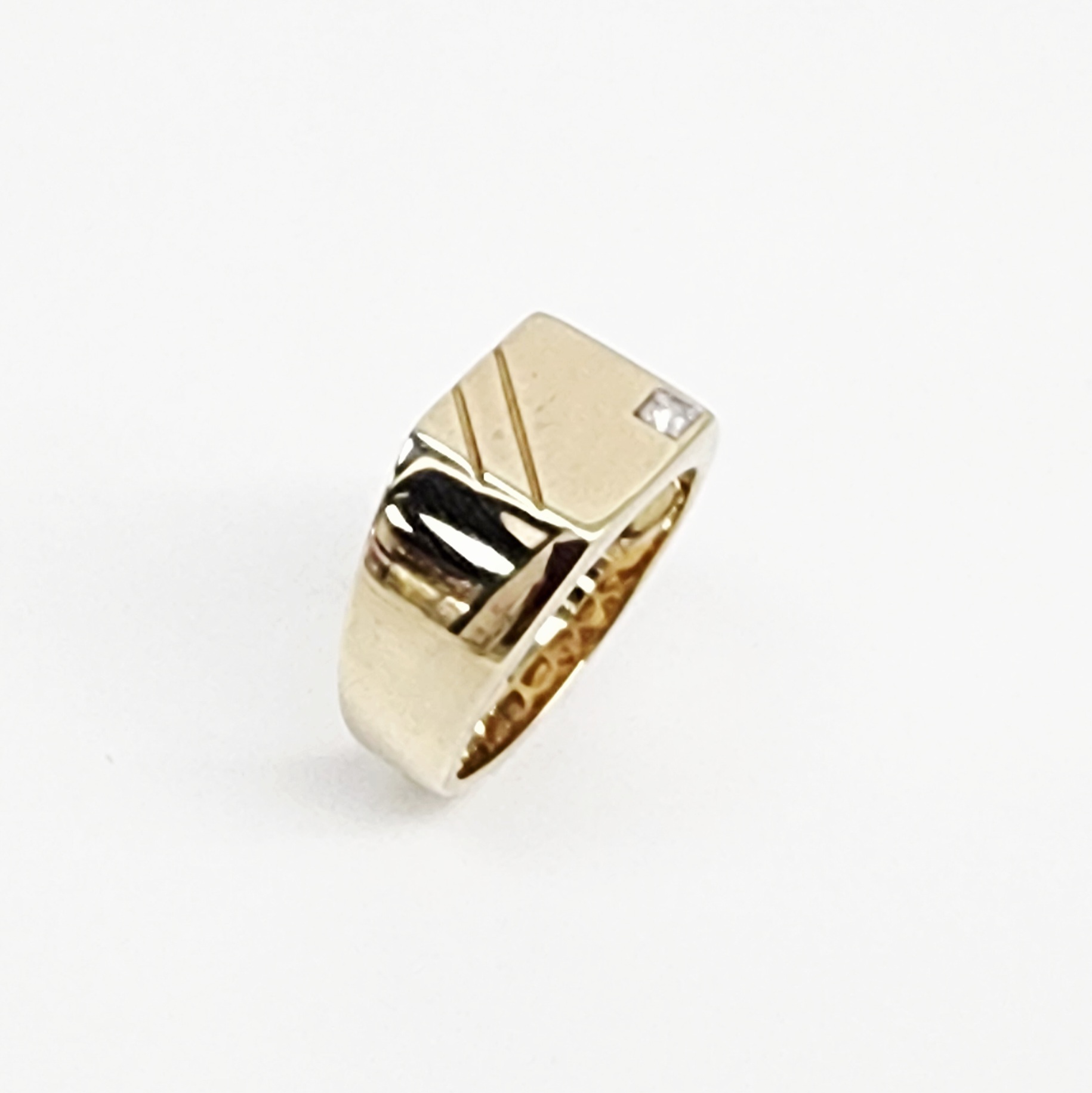 9ct Yellow Gold Men’s Signet Ring with 0.03ct Diamond Accent, 11.5mm Square Top - D7802 Gold Rings, Men's Gold Rings 9ct Yellow Gold Men’s Signet Ring with 0.03ct Diamond Accent, 11.5mm Square Top - D7802 Gold Rings, Men's Gold Rings