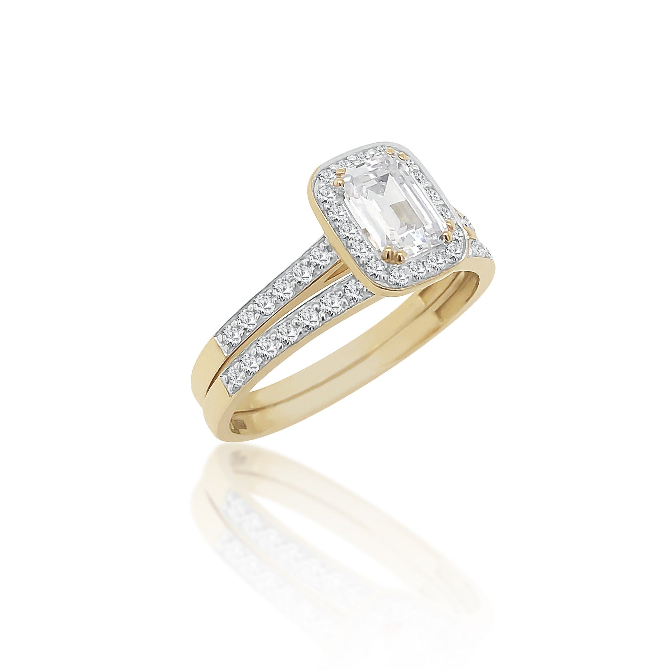 9ct Gold Ladies 2 Piece Wedding Set With Cubic Zirconia Seting 9ct Gold Ring, Gold Jewellery, Gold Rings 