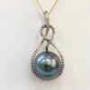 9ct Gold Pearl Pendant With A Round Tahitian Black Pearl - 08