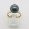 9ct Gold Tahitian Black Pearl Ring 10