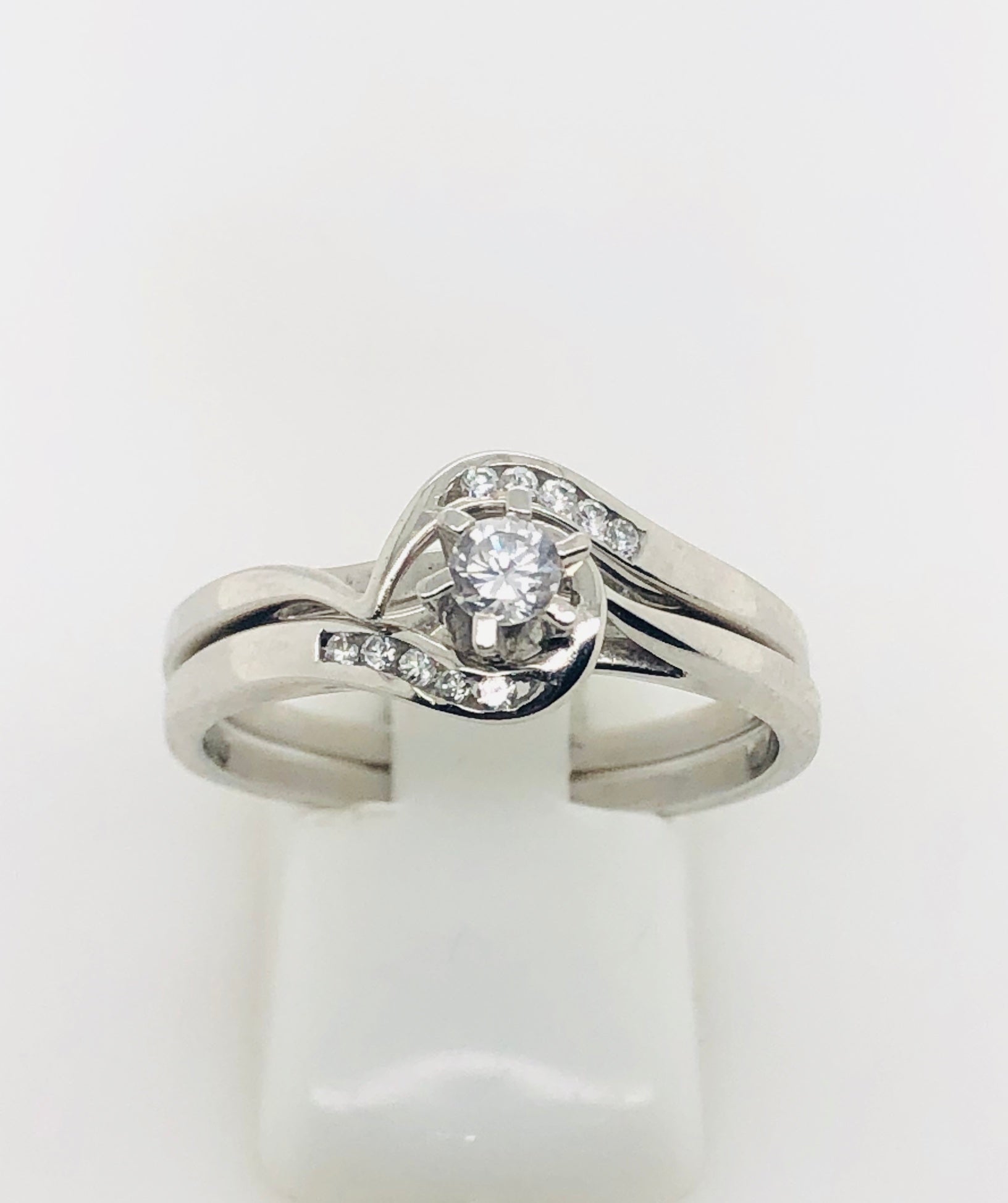 9ct White Gold Ladies 2 Piece Wedding Set Ring 015 Gold Rings 