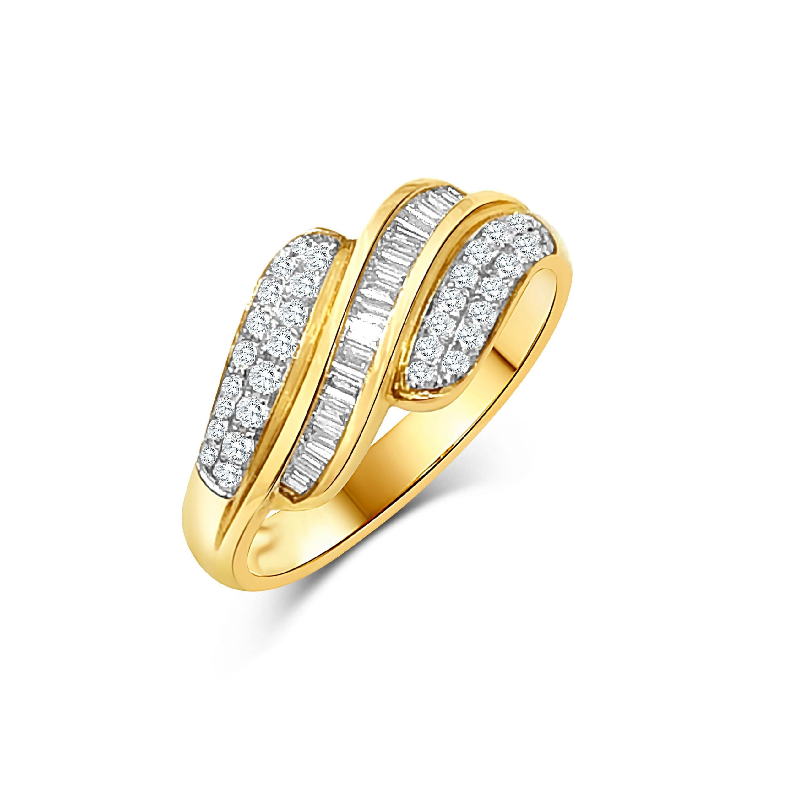 9ct Yellow Diamond Crossover Diamond Ring with 0.50ct TDW Gold Rings 