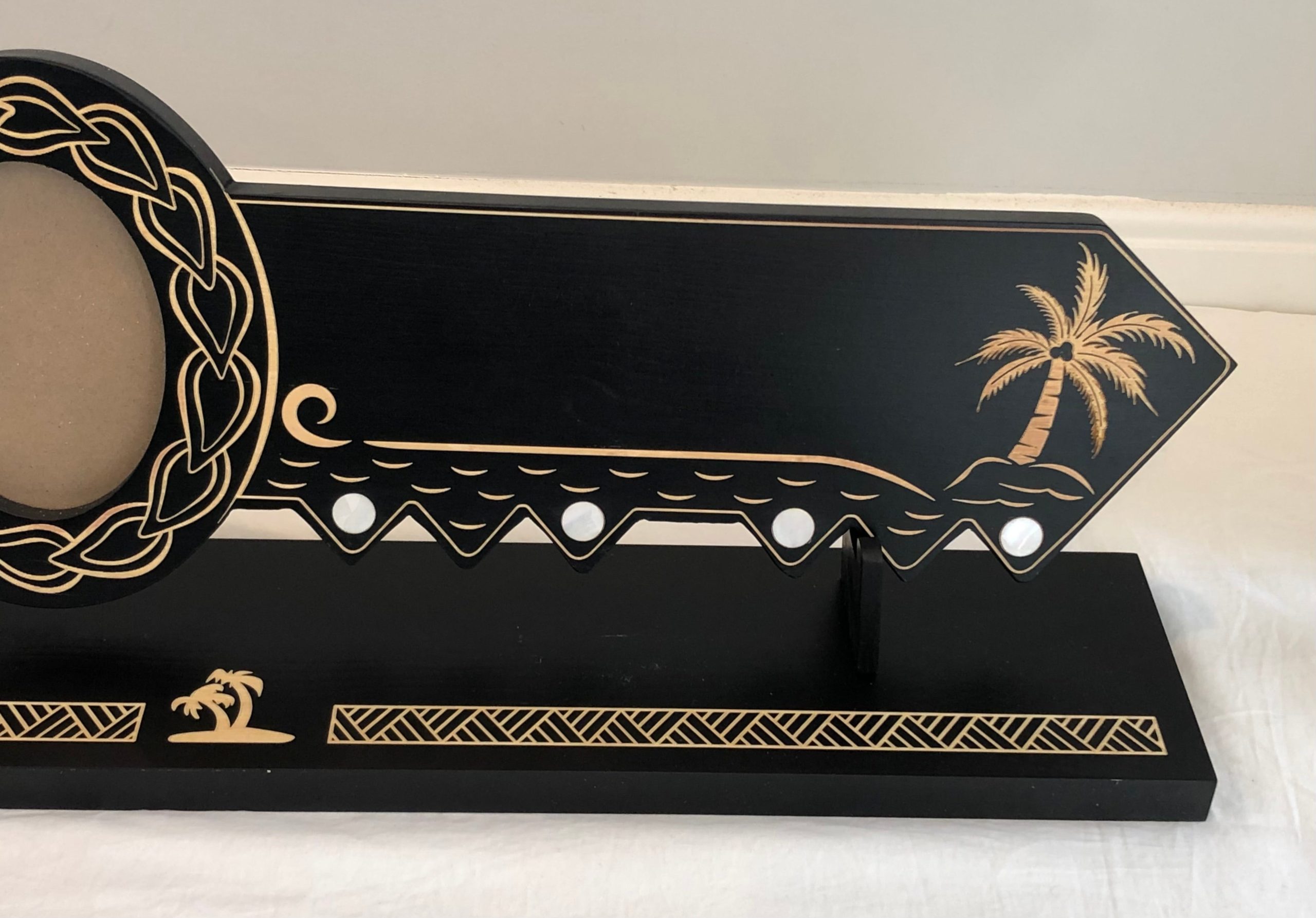 21st Island Design Key with Laser Engraved Patterns & "21" Paua Shell Inlay with Round White Mother of Pearl Inlays and Matching Stand - Design 2117 (Stand) 21st Keys 21st Island Design Key with Laser Engraved Patterns & "21" Paua Shell Inlay with Round White Mother of Pearl Inlays and Matching Stand - Design 2117 (Stand) 21st Keys