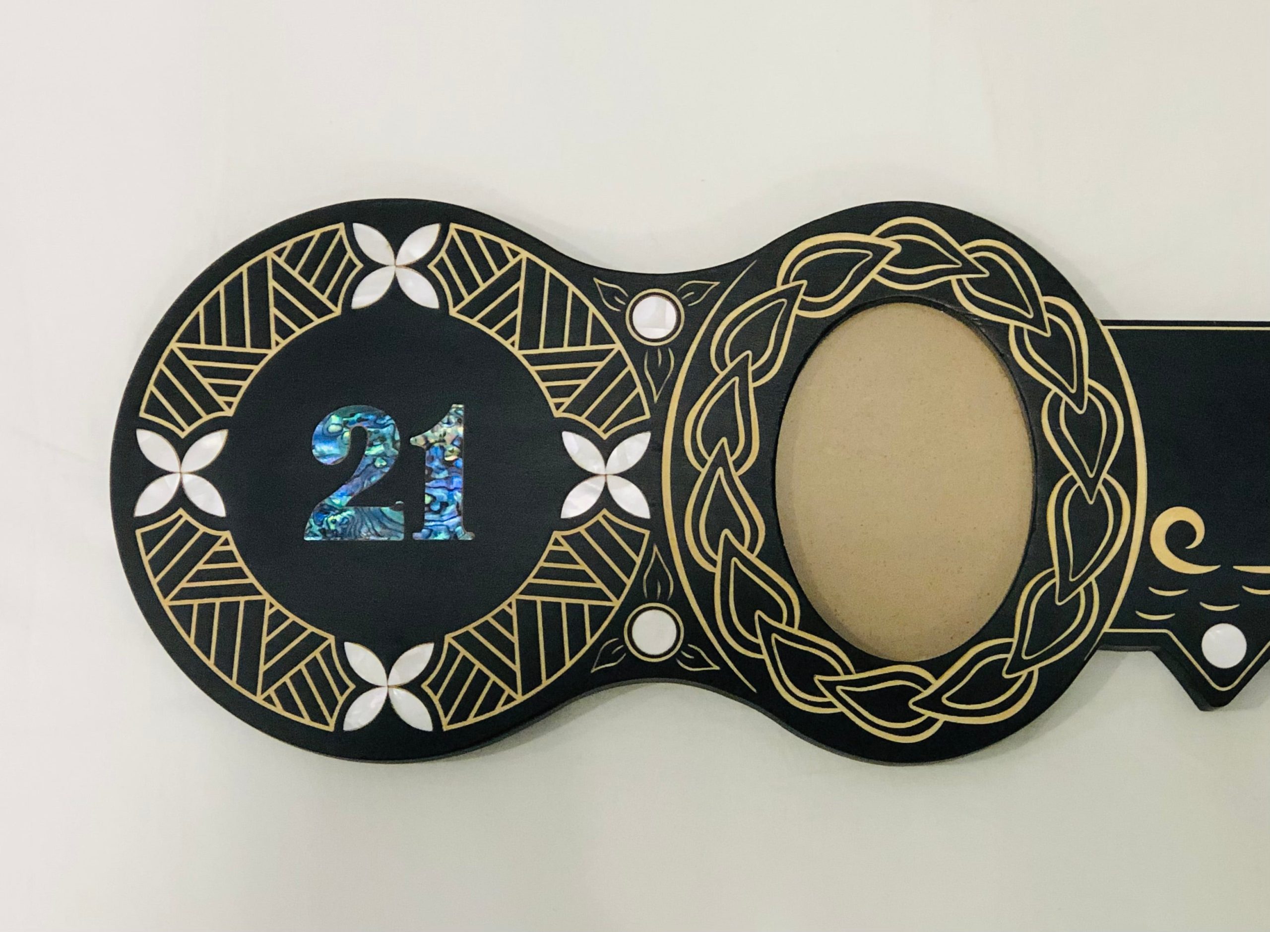 21st Island Design Key with Laser Engraved Patterns & Paua Shell 21 Inlay and White Mother Of Pearl Shell Inlays - Design 2131 21st Keys 21st Island Design Key with Laser Engraved Patterns & Paua Shell 21 Inlay and White Mother Of Pearl Shell Inlays - Design 2131 21st Keys