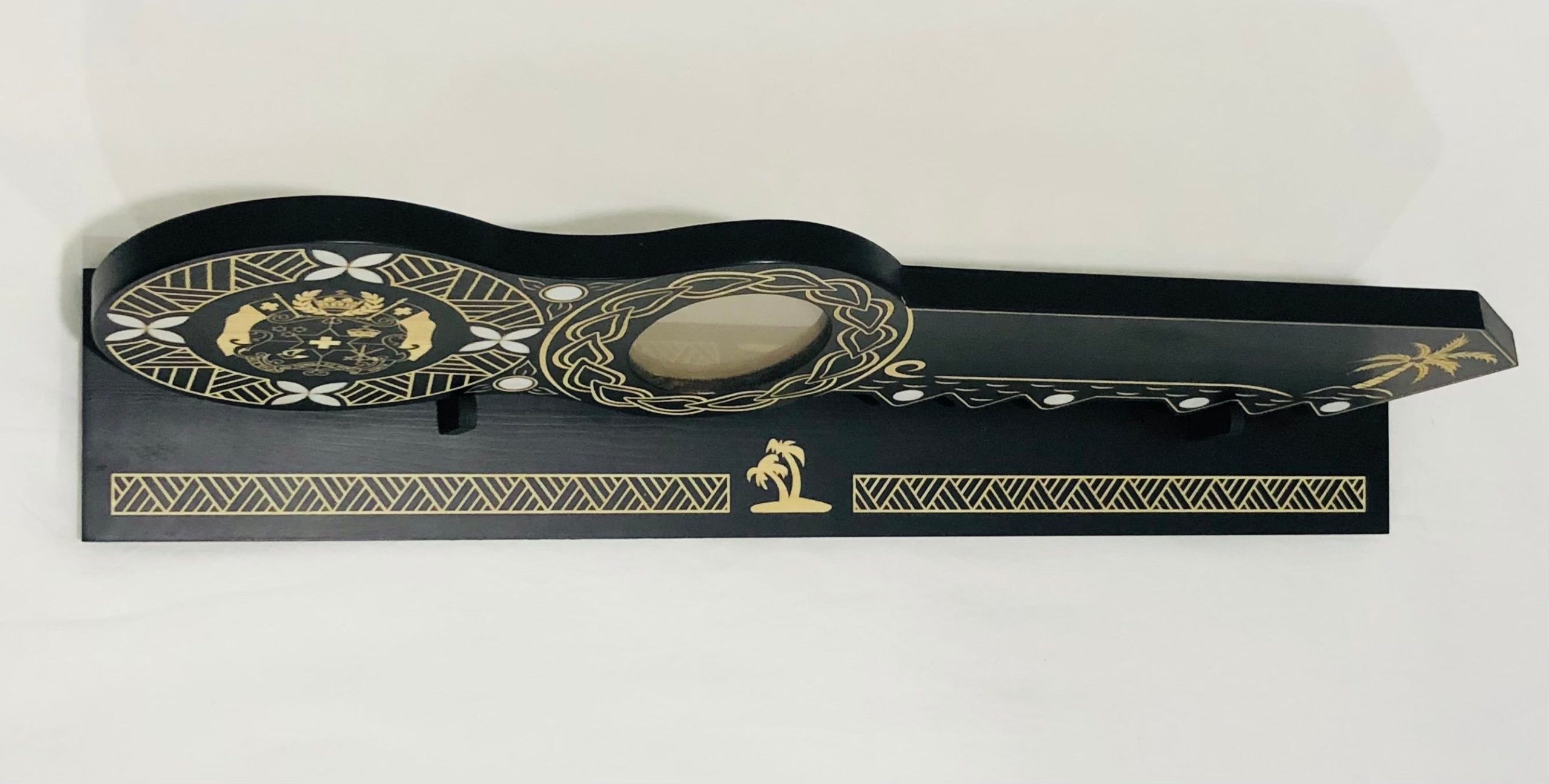 21st Island Design Key with Laser Engraved Patterns & Tongan Sila with White Mother Of Pearl Shell Inlays and Matching Stand - Design 2133 (Stand) 21st Keys 21st Island Design Key with Laser Engraved Patterns & Tongan Sila with White Mother Of Pearl Shell Inlays and Matching Stand - Design 2133 (Stand) 21st Keys