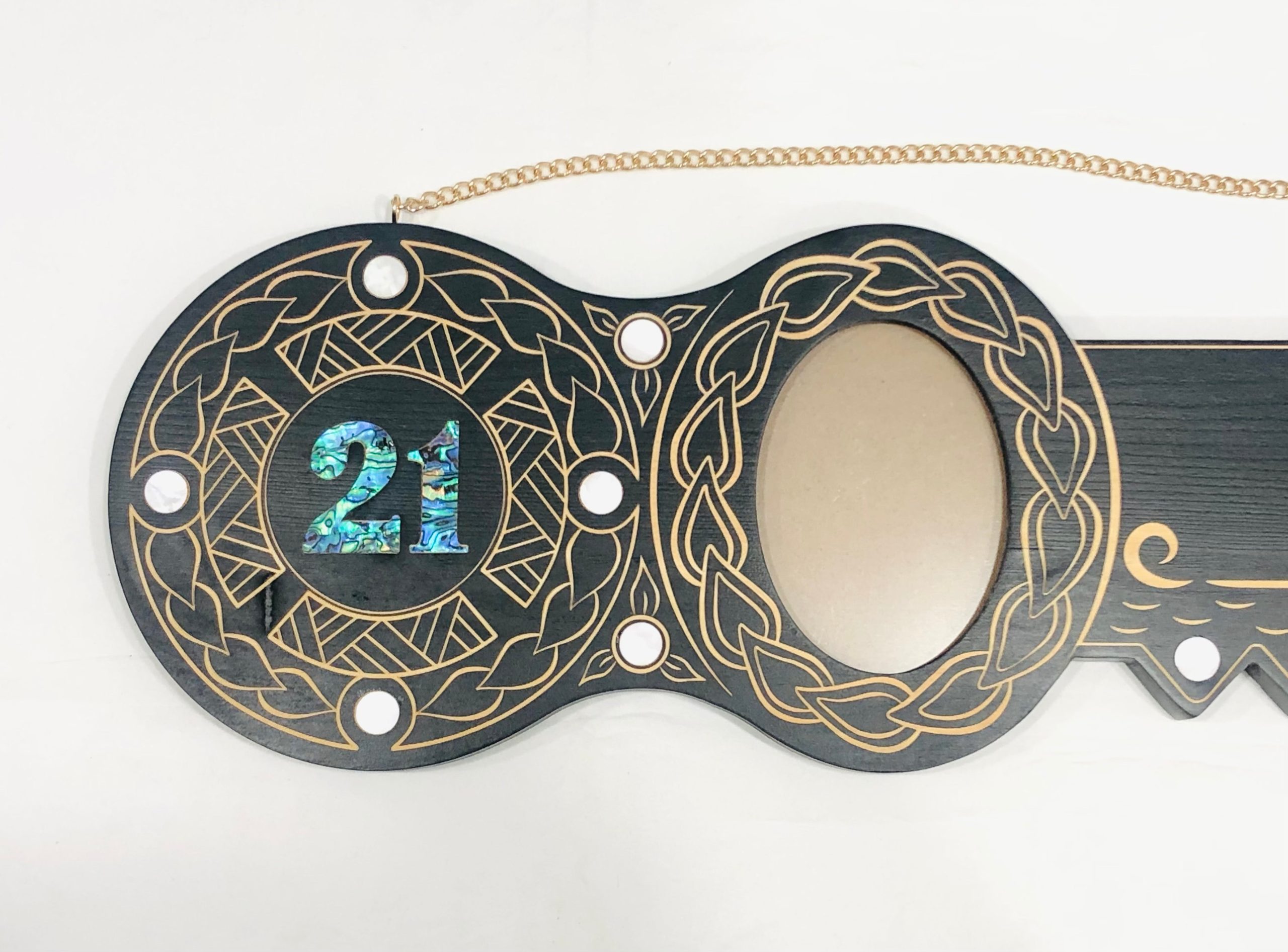 21st Island Design Key with Laser Engraved Patterns & Paua Shell 21 Inlay - Design 2117 21st Keys 21st Island Design Key with Laser Engraved Patterns & Paua Shell 21 Inlay - Design 2117 21st Keys