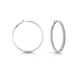 Guess Stainless Steel Rhodium Plated Swarovski Crystal Pave Earrings - UBE28094 GUESS JEWELLERY Guess Stainless Steel Rhodium Plated Swarovski Crystal Pave Earrings - UBE28094 GUESS JEWELLERY