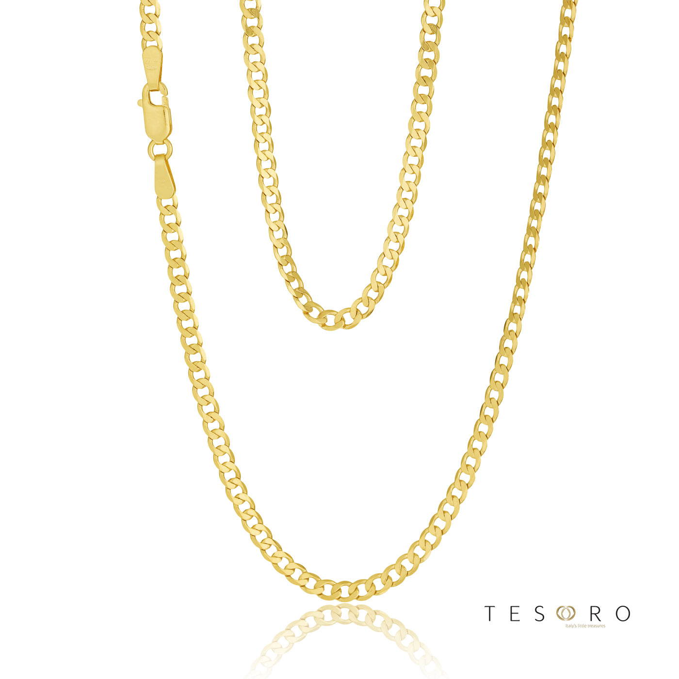 9ct Yellow Gold Grumetta Rada 3.15mm Open 6 Sided Curb Chain Gold Chain 