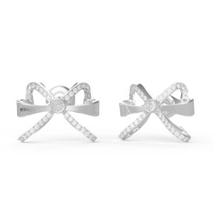 Guess Rhodium Plated Stainless Steel 16mm Bow Stud Earrings - UBE01325JWRH GUESS JEWELLERY Guess Rhodium Plated Stainless Steel 16mm Bow Stud Earrings - UBE01325JWRH GUESS JEWELLERY