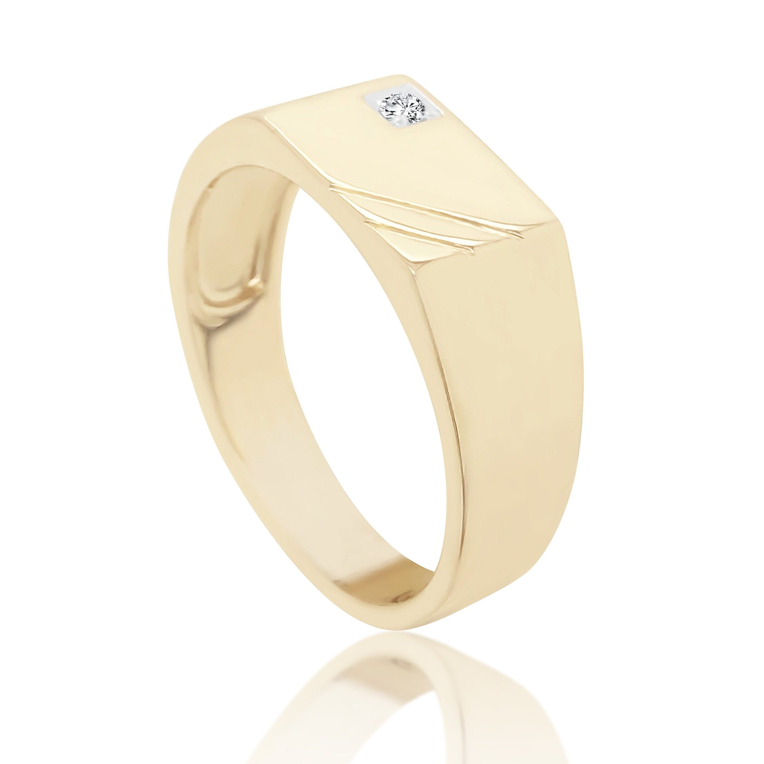 9ct Yellow Gold Diamond Set Gents Signet Ring 9ct Gold Ring, Gold Jewellery, Gold Rings 