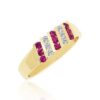 9ct Yellow Gold Channel Set Created Ruby & Cubic Zirconia Ring