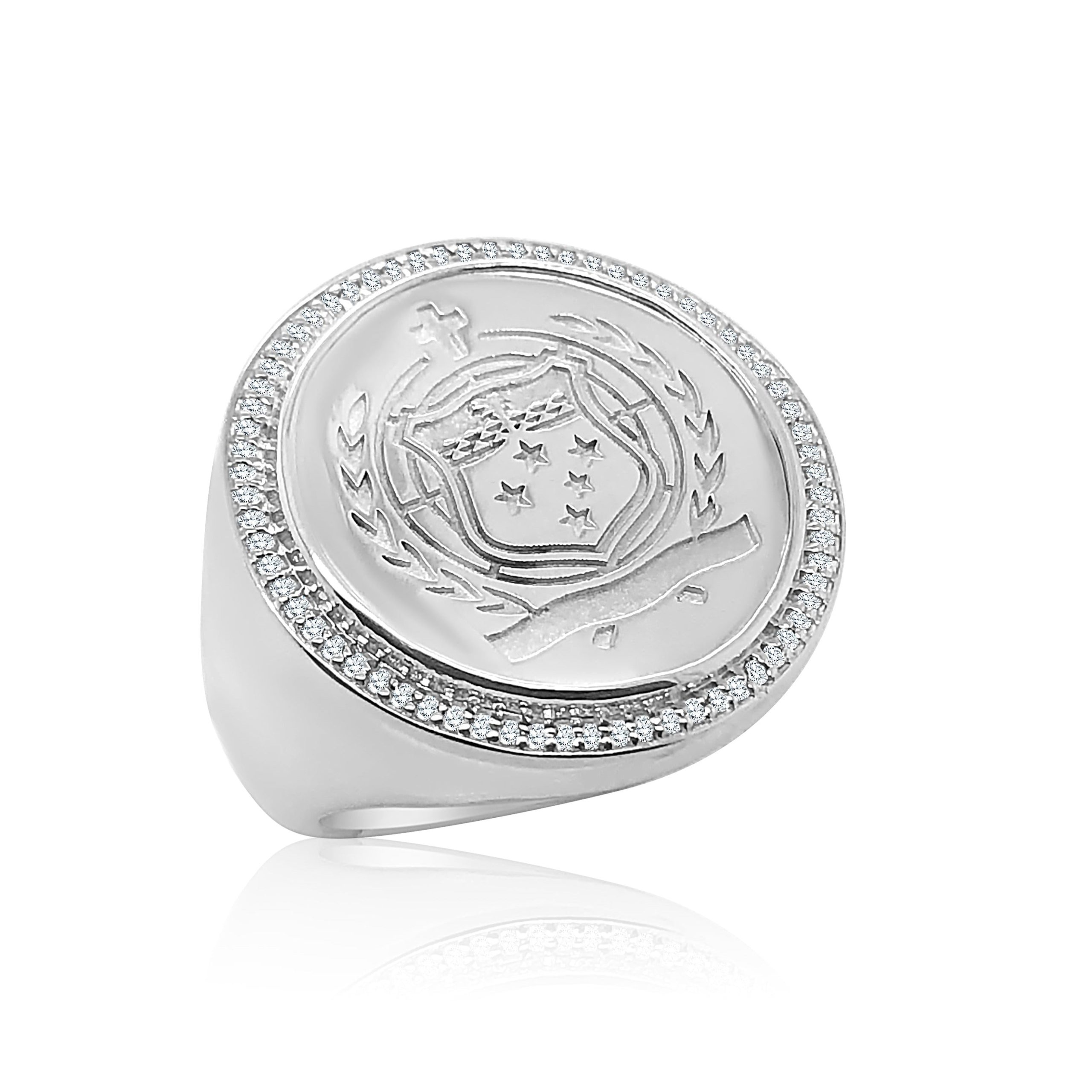 Sterling Silver Samoan Sila Coin Ring With Cubic Zirconia Setting Sterling Silver Rings 
