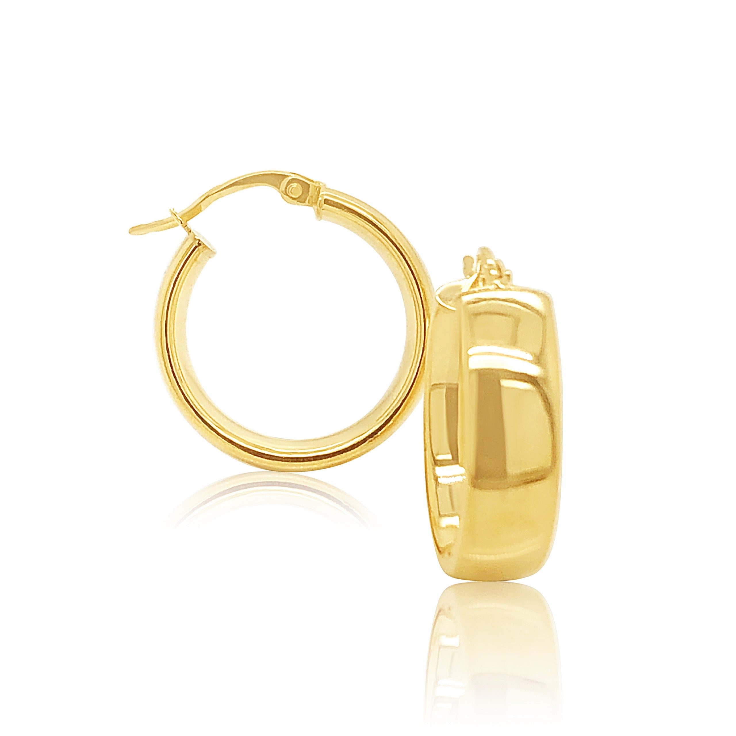 9ct Yellow Gold 15mm Diameter Plain Half Round Comfort Hoop Earrings SKU-5ER0352 Gold Earrings 
