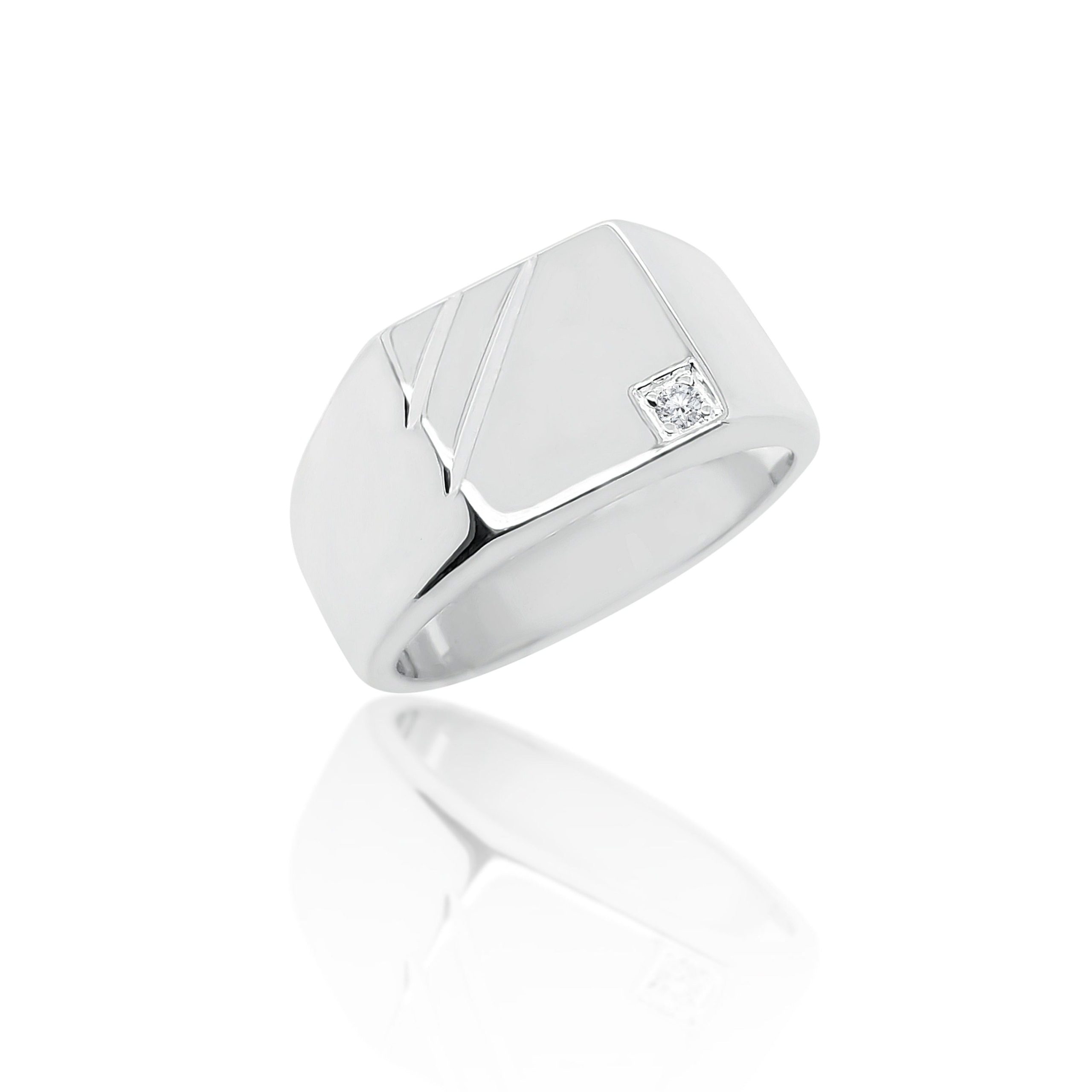 Sterling Silver Men's Cubic Zirconia Square Signet Ring Sterling Silver Rings 