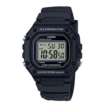 Casio Digital Black Resin Band Watch - W218H-1A CASIO 