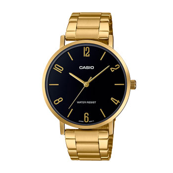 Casio Mens Analogue Stainless Steel Black Dial Watch - MTPVT01G-1B2 CASIO 