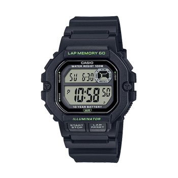 Casio Mens Digital 60 Lap Memory & 100m Water Proof Watch - WS1400H-1A CASIO 