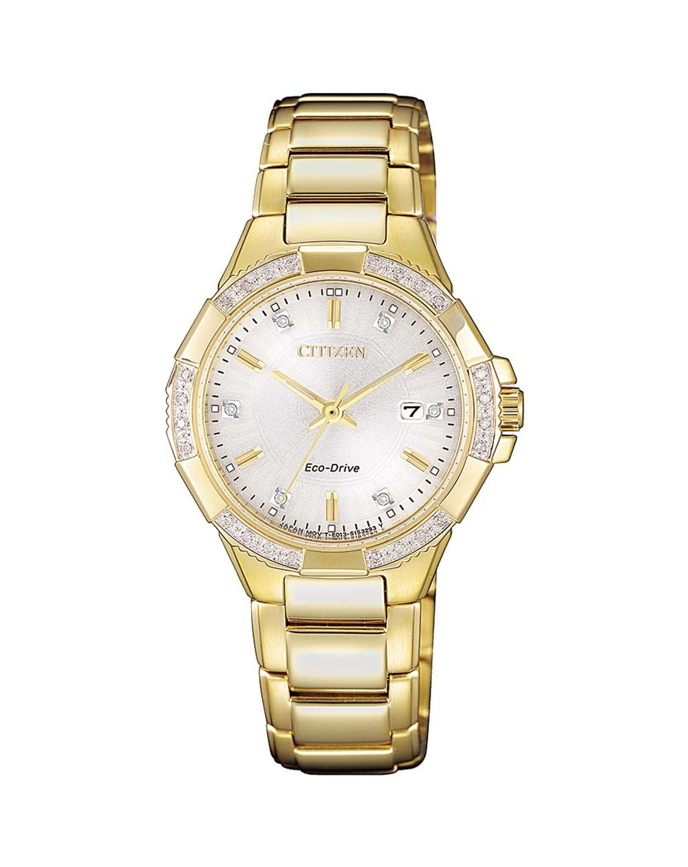 Citizen Ladies Eco-Drive Diamond Yellow Gold Bracelet Watch - EW2462-51A Citizen Eco-Drive 