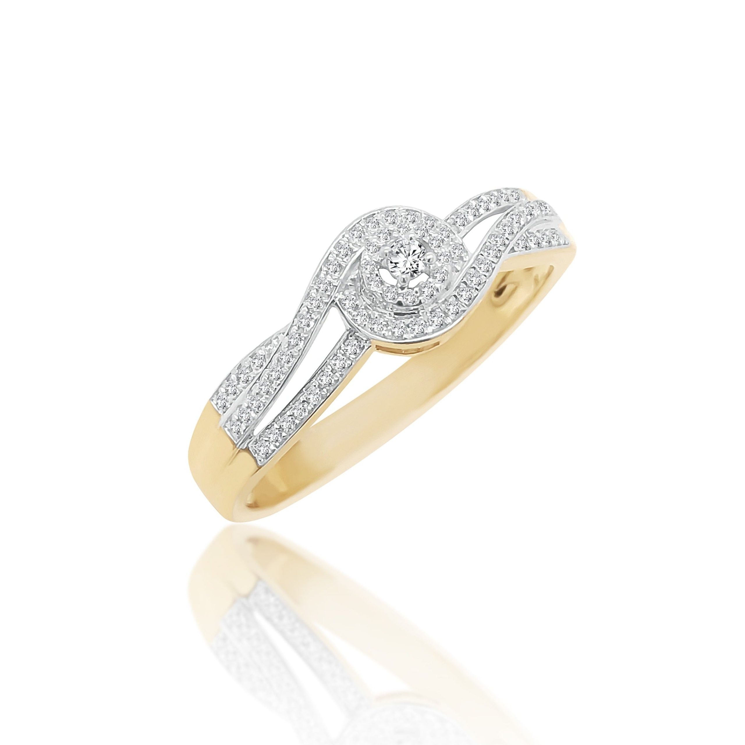 9ct Yellow Gold Cubic Zirconia Cluster Engagement Ring SKU-ARG12316 Gold Rings 