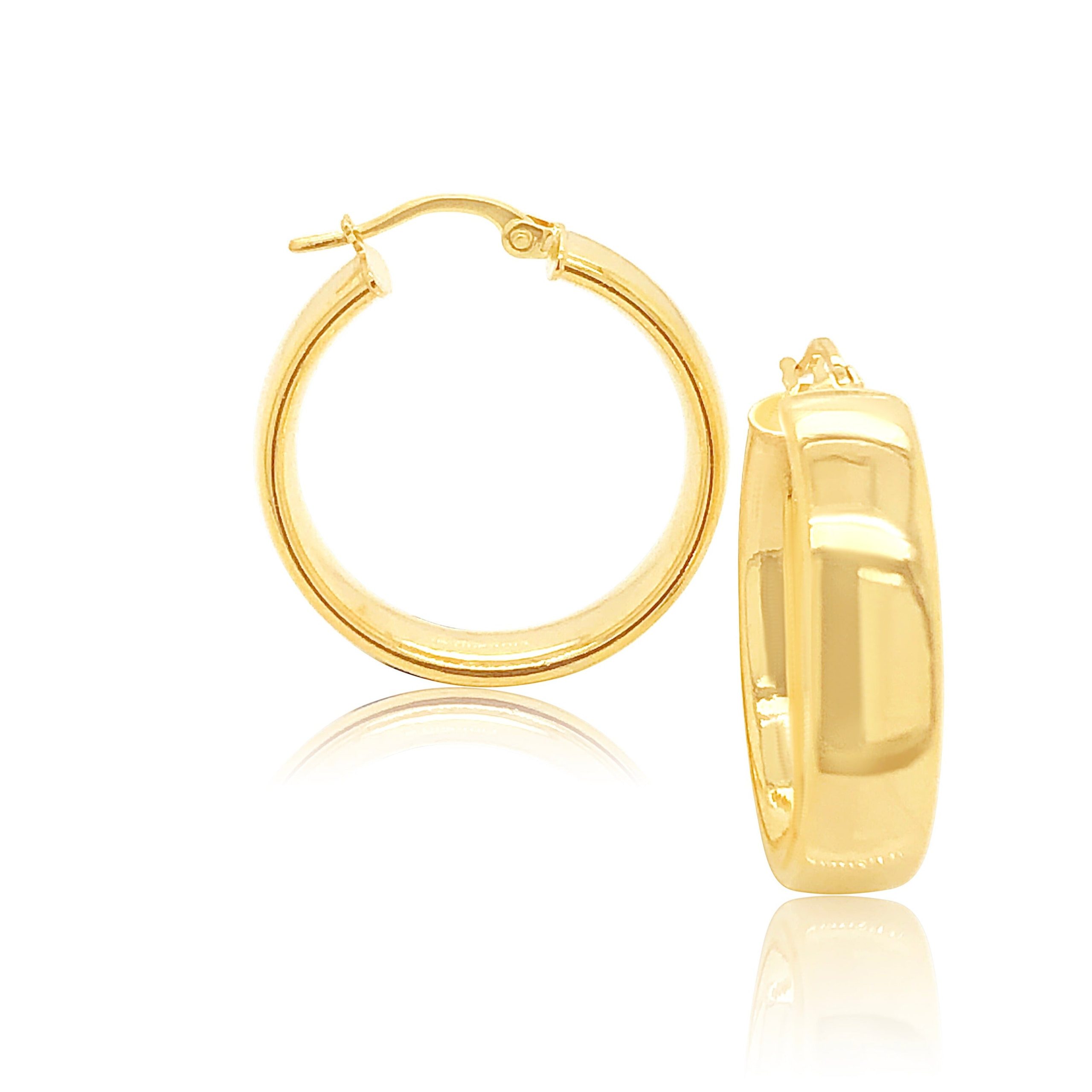 9ct Yellow Gold 20mm Diameter Plain Half Round Comfort Hoop Earrings Gold Earrings 