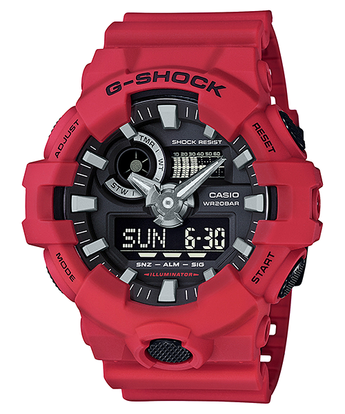 Casio G-Shock GA700-4ADR – Red Resin Strap / Black Dial – Shock-Resistant Men’s Analog-Digital Watch G-SHOCK 