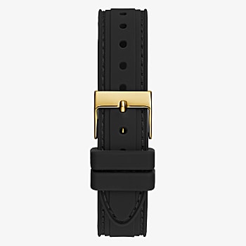 Guess Queen Gold Tone Case and Black Silicone Strap Ladies Watch - GW0466L1 GUESS Guess Queen Gold Tone Case and Black Silicone Strap Ladies Watch - GW0466L1 GUESS