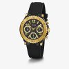 Guess Queen Gold Tone Case and Black Silicone Strap Ladies Watch - GW0466L1