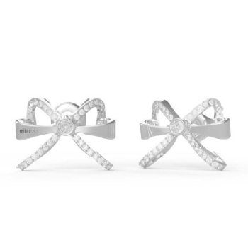 Guess Rhodium Plated Stainless Steel 16mm Bow Stud Earrings - UBE01325JWRH GUESS JEWELLERY 