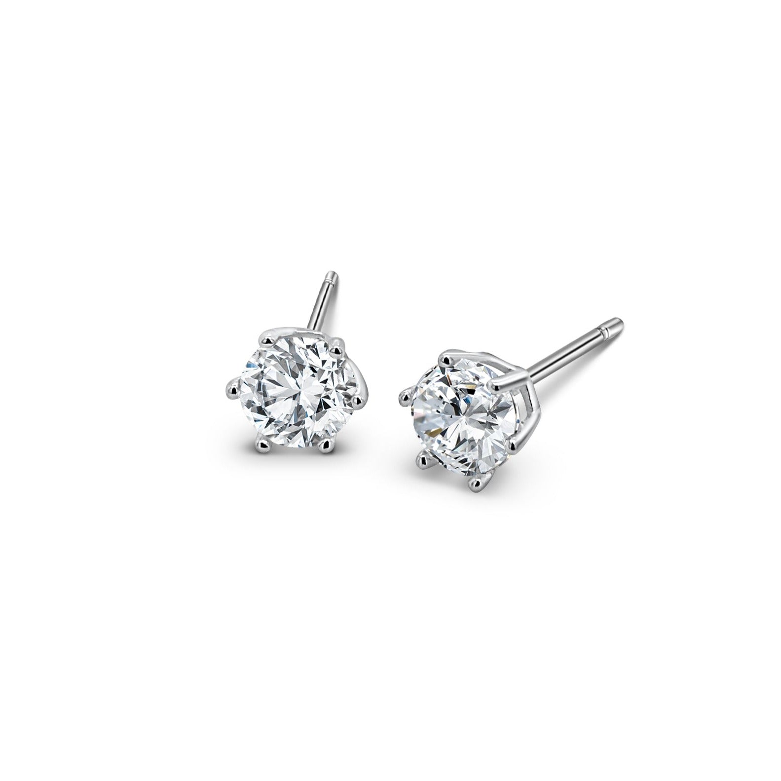 Sterling Silver Cubic Zirconia 5mm Round Stud Earrings STERLING SILVER EARRINGS 