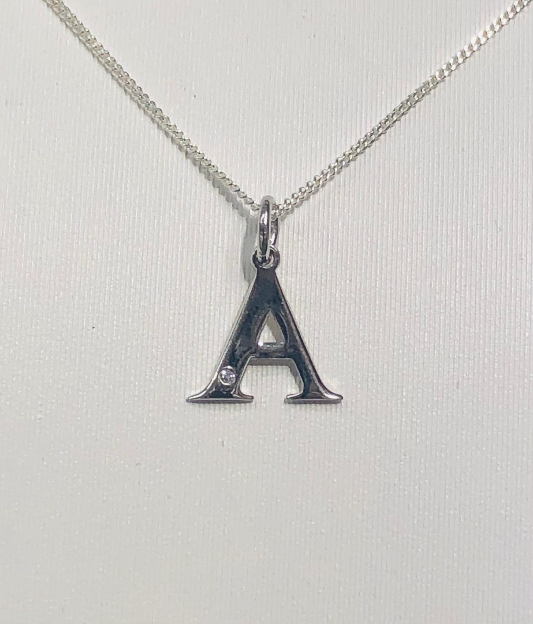 Sterling Silver Initials With Cubic Zirconia Stone Setting Sterling Silver Pendants 