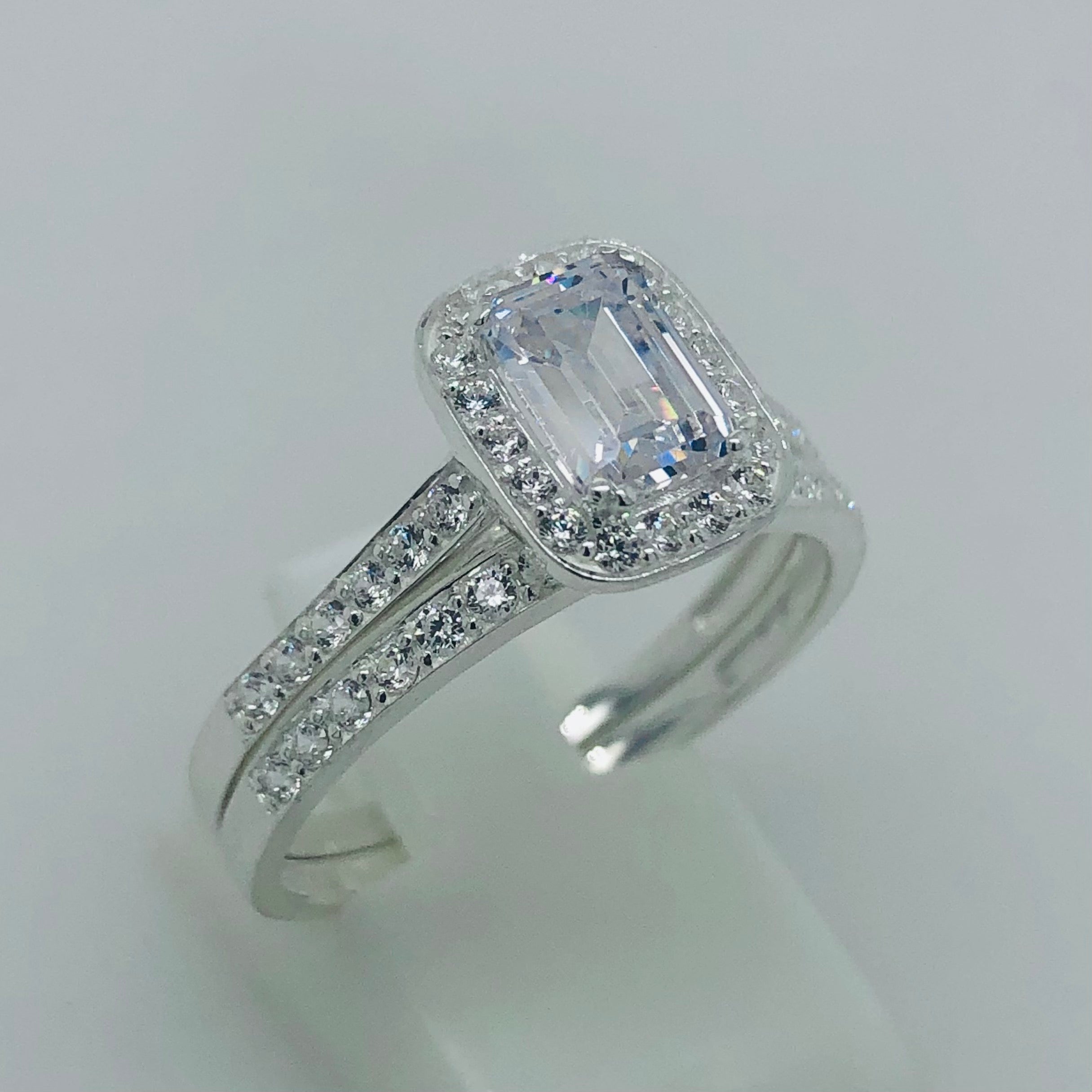 Sterling Silver Ladies 2 Piece Wedding Set With Cubic Zirconia Setting Sterling Silver Rings 