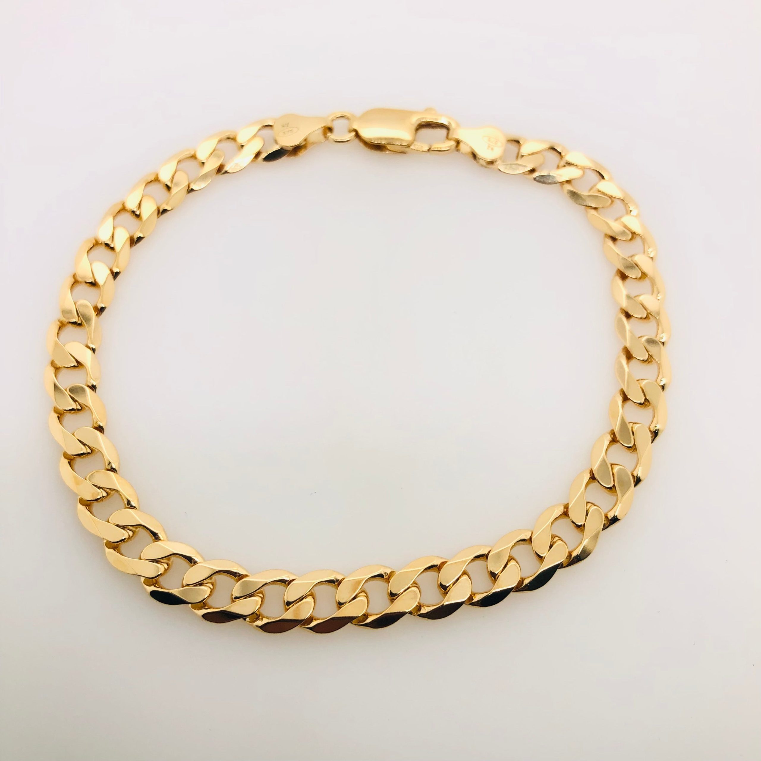 9ct Yellow Gold Flat Bevelled Diamond Cut CD180 Curb Link Bracelet Gold Bracelets 