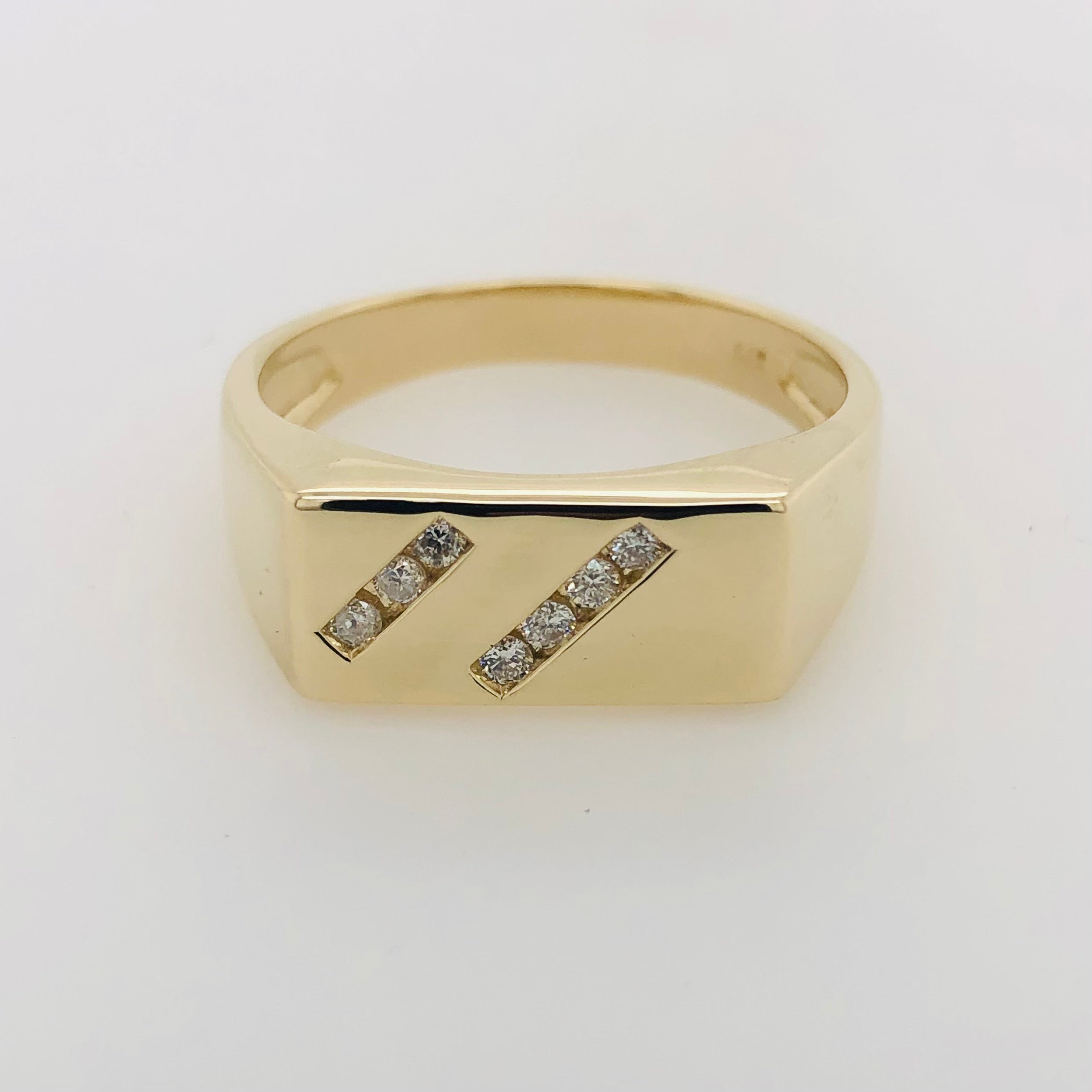 9ct yellow Gold Diamond Channel Set Signet Ring 9ct Gold Ring, Gold Jewellery, Gold Rings 