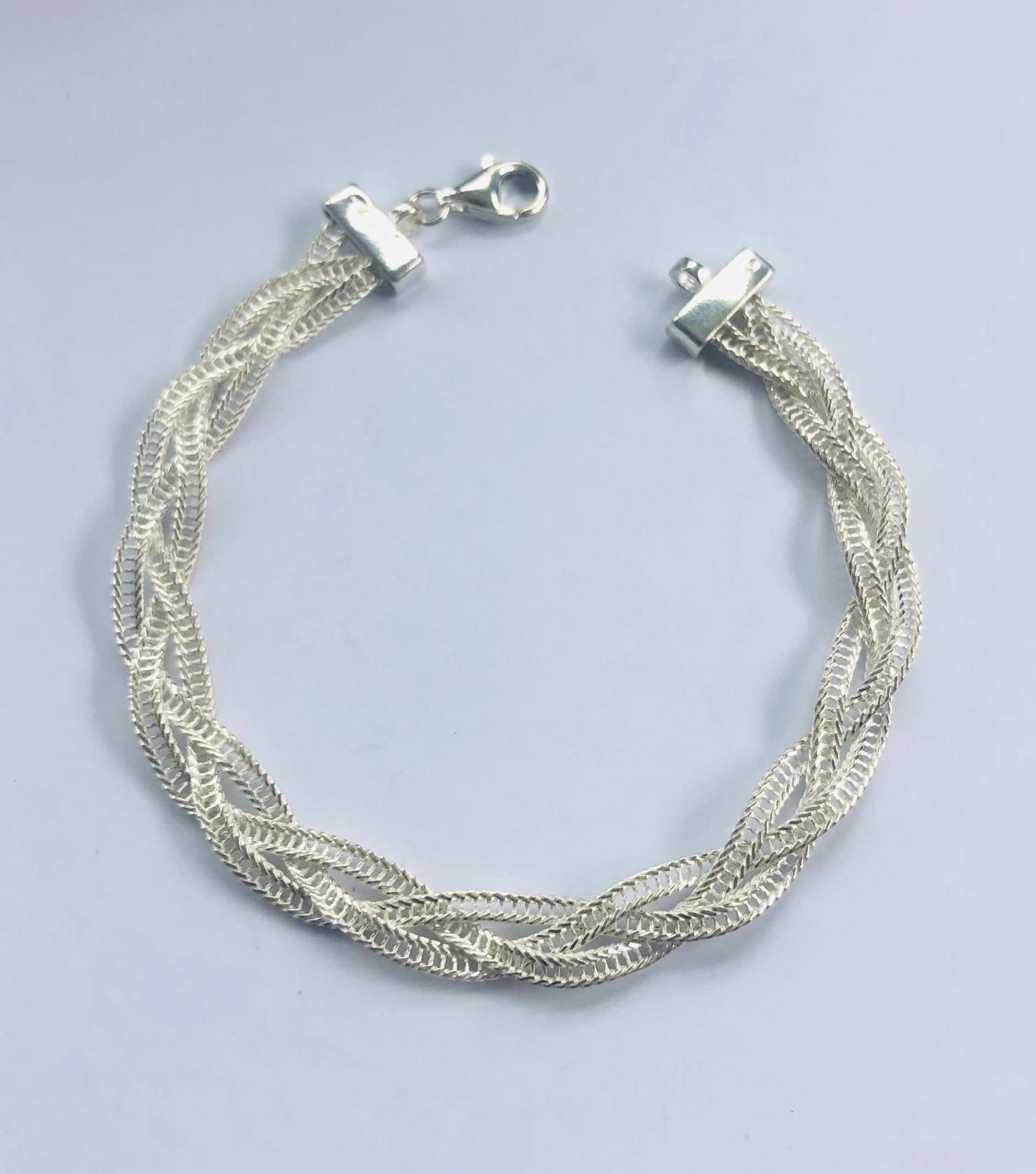 Sterling Silver Weave Pattern Bracelet 19cm - 004 Sterling Silver Bracelets 