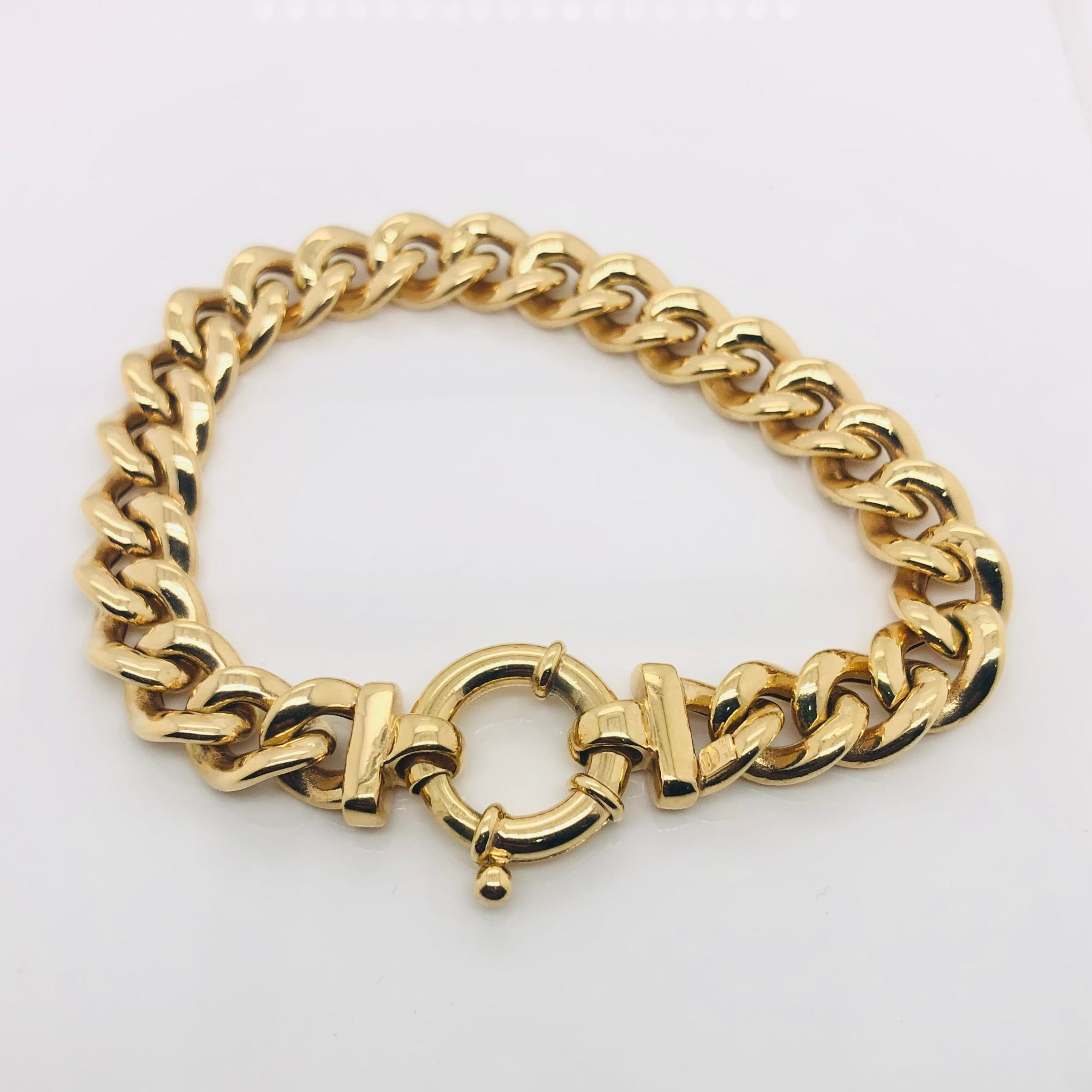 9ct Yellow Gold Hollow Curb 300 Gauge Bracelet 19cm Long Gold Bracelets 