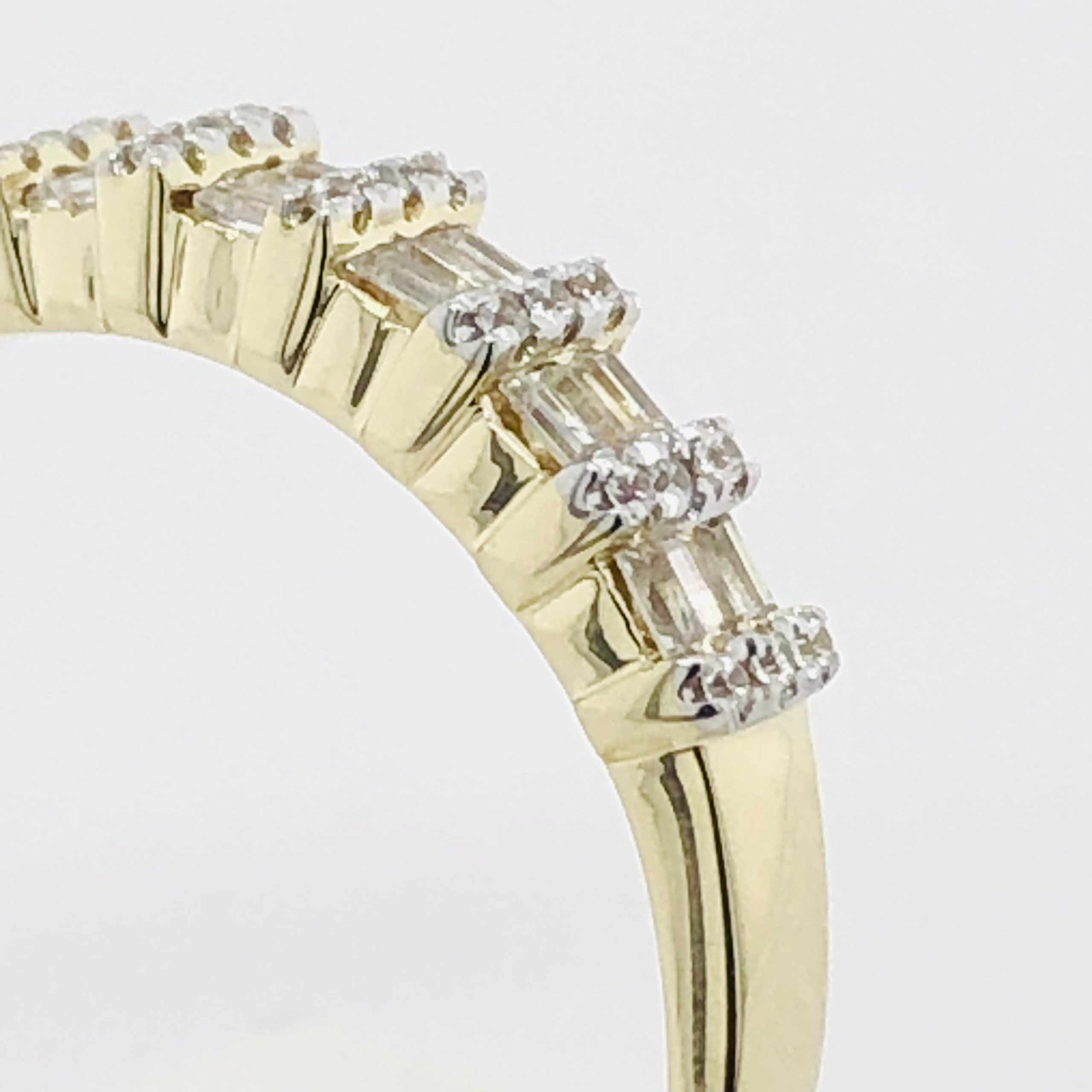 9ct Yellow Gold Triple Round & Baguette Cubic Zirconia Wedding Ring Gold Rings 9ct Yellow Gold Triple Round & Baguette Cubic Zirconia Wedding Ring Gold Rings