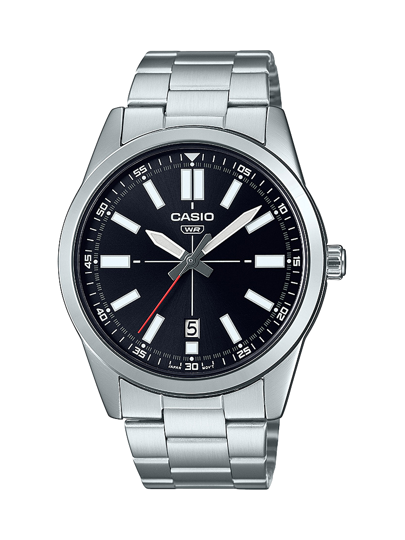Casio Analogue Stainless Steel With Black Dial Watch - MTPVD02D-1E CASIO 