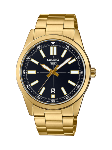 Casio Analogue Stainless Steel Gold Tone With Black Dial Watch - MTPVD02G-1E CASIO Casio Analogue Stainless Steel Gold Tone With Black Dial Watch - MTPVD02G-1E CASIO