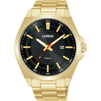 Lorus Men's Gold Tone Black Dial 100m Water Resist Watch - RH938PX-9 LORUS 