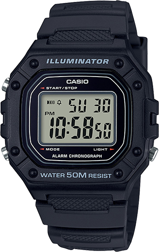 Casio Digital Black Resin Band Watch - W218H-1A CASIO 