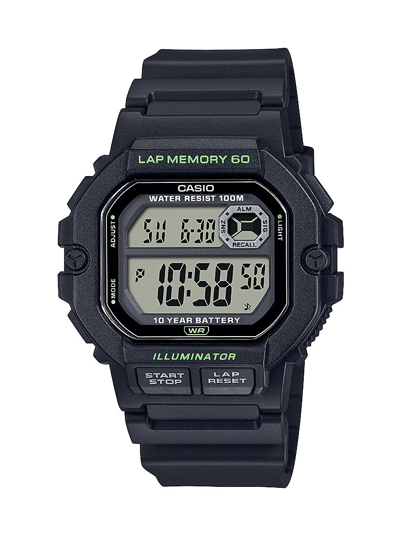 Casio Mens Digital 60 Lap Memory & 100m Water Proof Watch - WS1400H-1A CASIO 