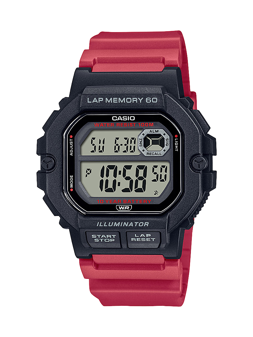 Casio Mens Digital 60 Lap Memory & 100m Water Proof Watch - WS1400H-4A CASIO 