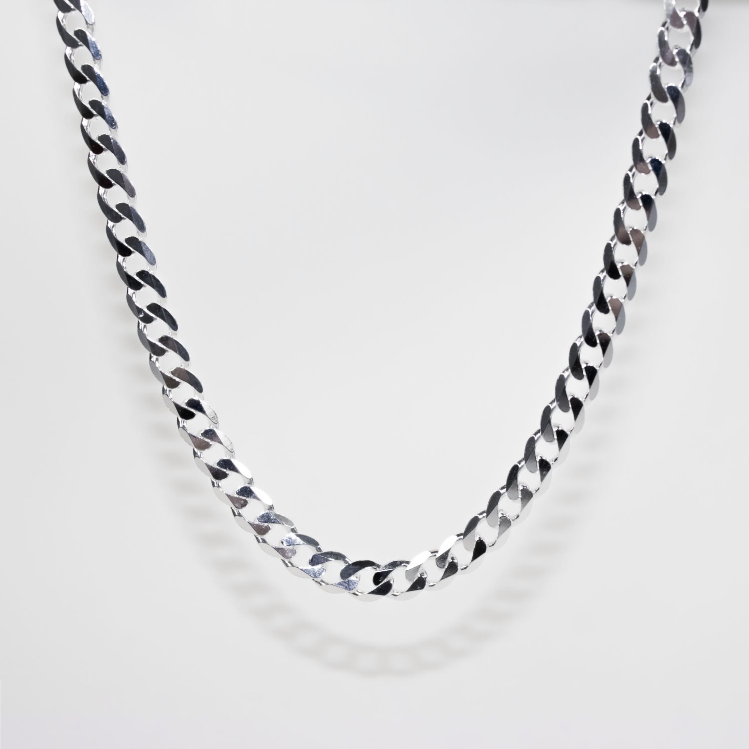 Sterling Silver FBSCD200 Flat Bevelled Diamond-Cut Curb Chain with Lobster Catch Sterling Silver Chains 