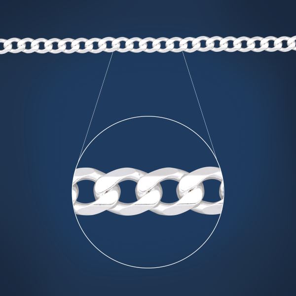 Sterling Silver FBSCD220 Flat Bevelled Diamond Cut Curb Link Chain Sterling Silver Chains 